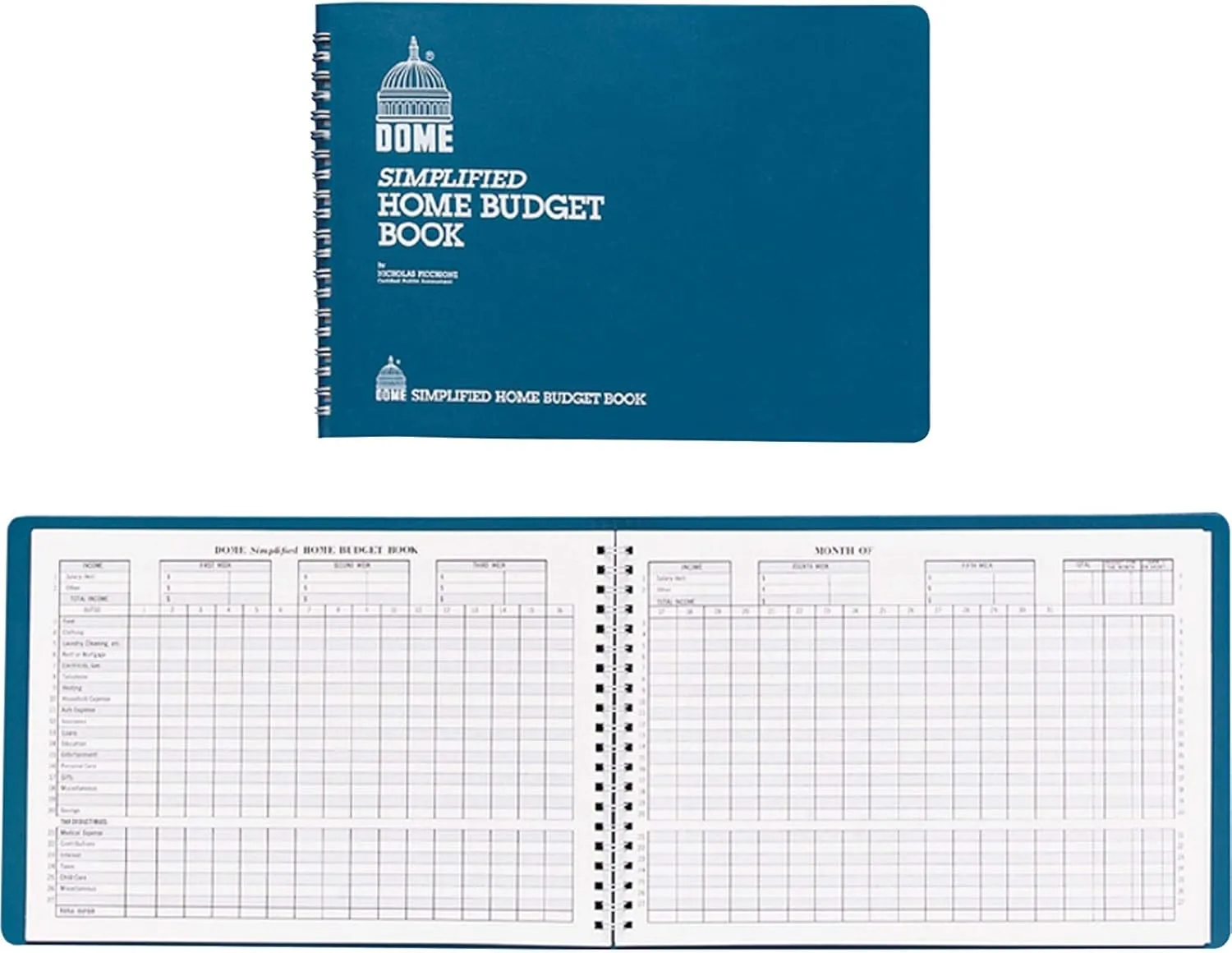 Dome Publishing Co Inc Home Budget Book, 64 Pages, 10-1/2 x 7-1/2 Inches, Teal / 3 Pack