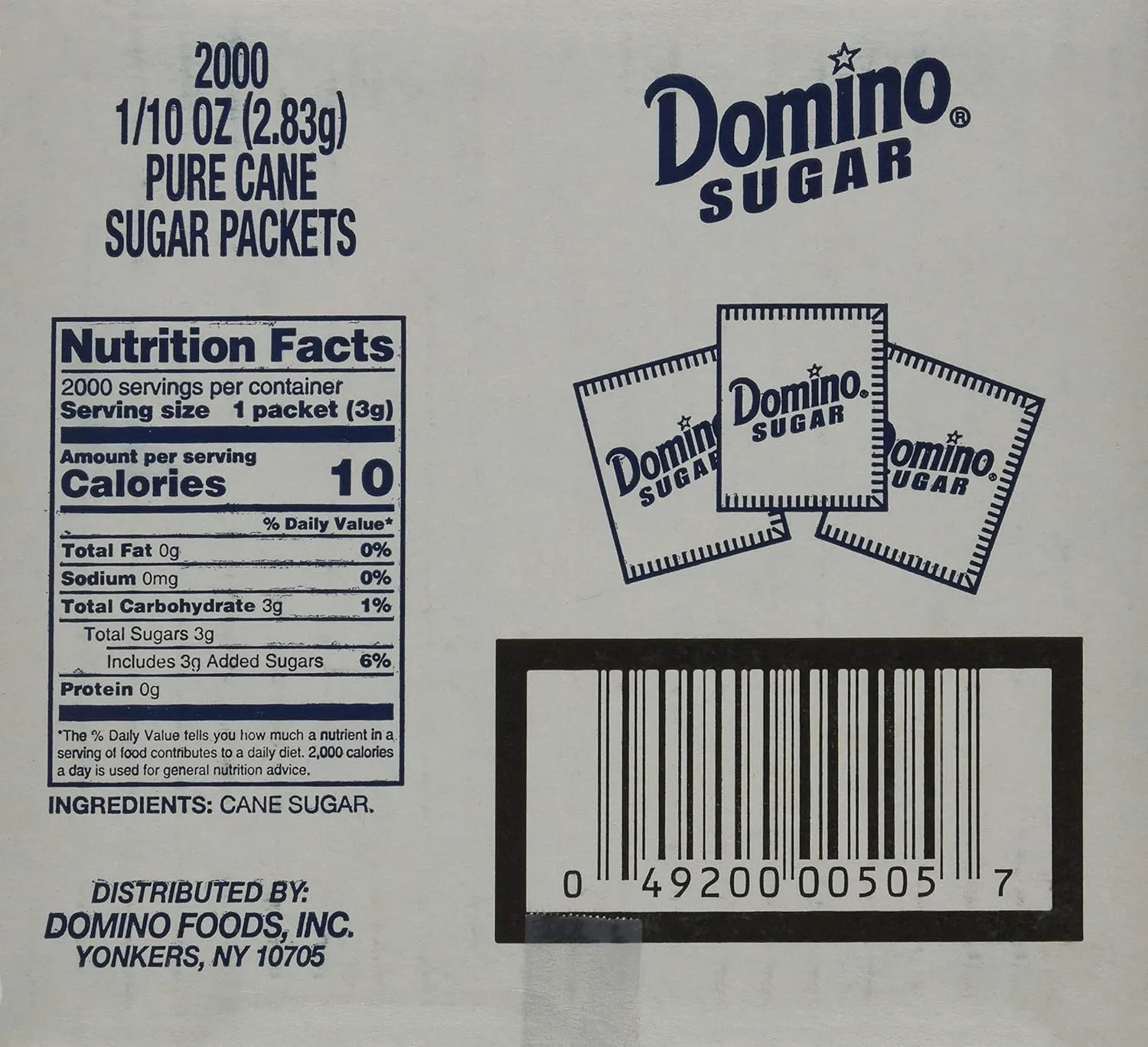 Domino Sugar Packets, 0.1 Ounce (Pack of 2000)