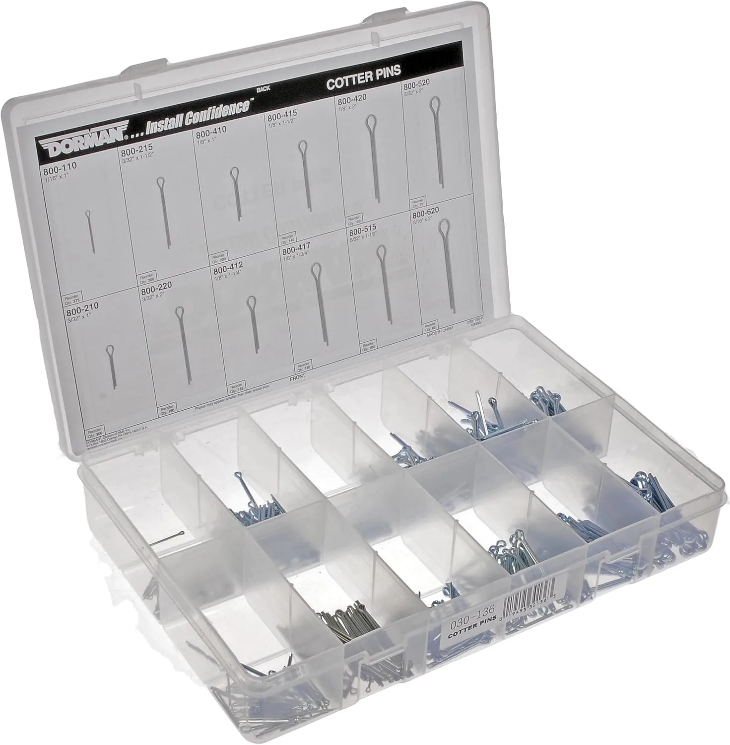 Dorman 030-136 Cotter Pin Tech Tray - 12 SKUs - 390 Piece Universal Fit