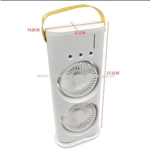 DUAL HEADED RECHARGEABLE COOLING  MIST SPRAY USB FAN