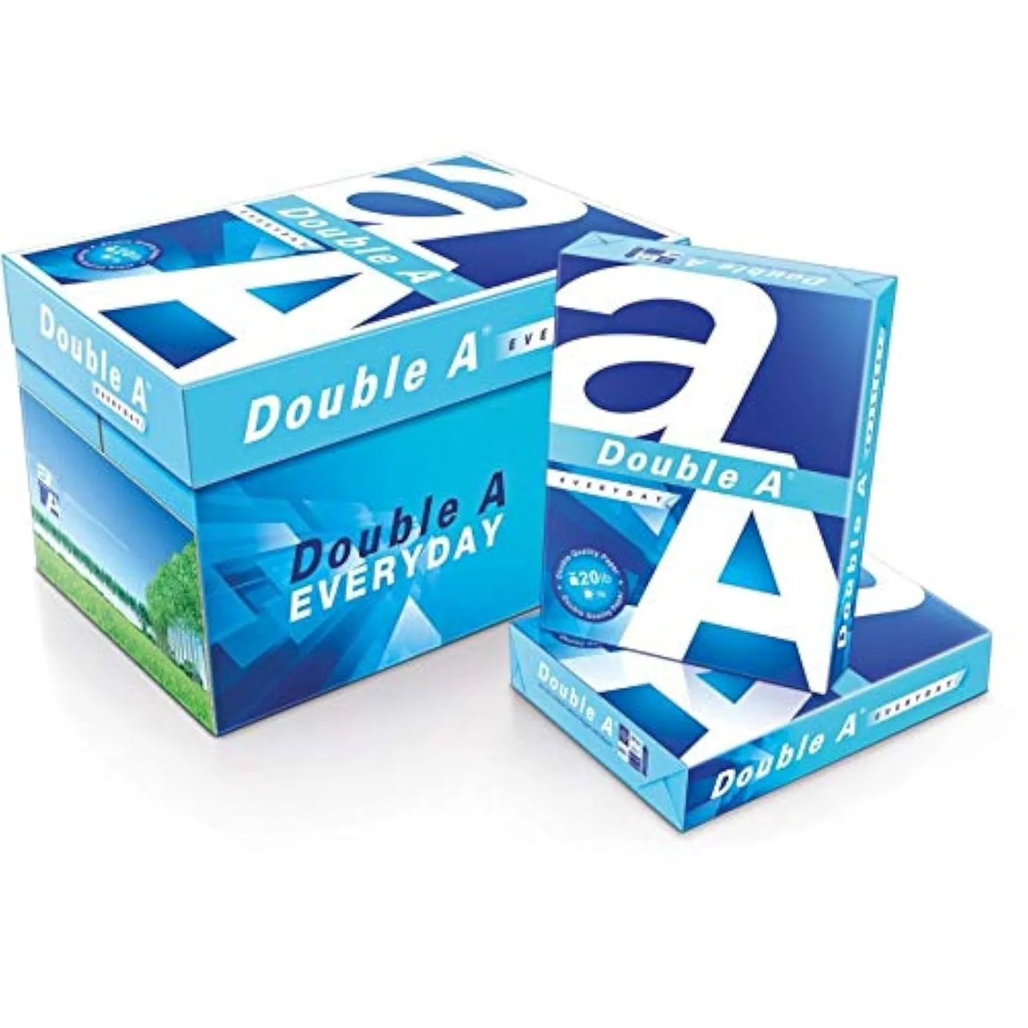 Double A Everyday Multi-Use Printer & Copy Paper, 10 Reams, White, Letter (8.5in x 11in), 5000 Sheets Per Case, 20 Lb, 96 Brightness