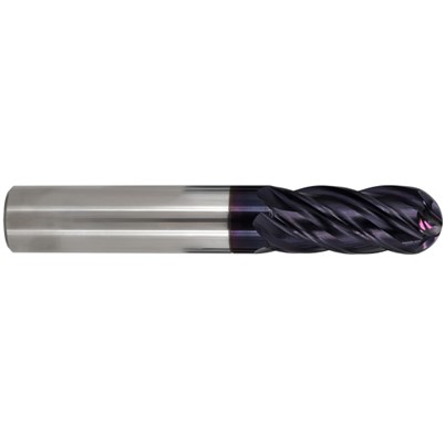 Standard Performance AlTiN Coated Solid Carbide 4 Flute Ball Nose End Mill(03125.16250.R04.R01563.)