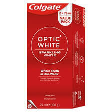 Colgate Optic White Sparkling White, Whitening Toothpaste Value Pack 2 x 75ml