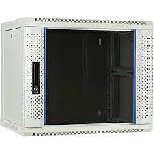 9U white wall mount rack with glass door 600x450x500mm (WxDxH)
