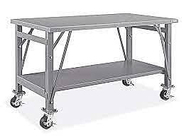 Mesa de Acero para Ensamble Móvil con Repisa Inferior - 60 x 30"