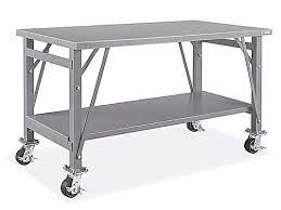 Mesa de Acero para Ensamble Móvil con Repisa Inferior - 60 x 30"