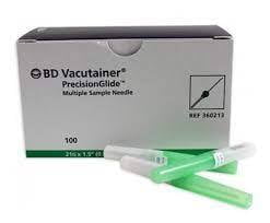 AGUJA VACUTAINER VERDE 21 X 38 C/100PZS