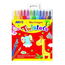 DAAMS090612 - WAX CRAYONS RETRACTABLE 12 PACK AMOS
