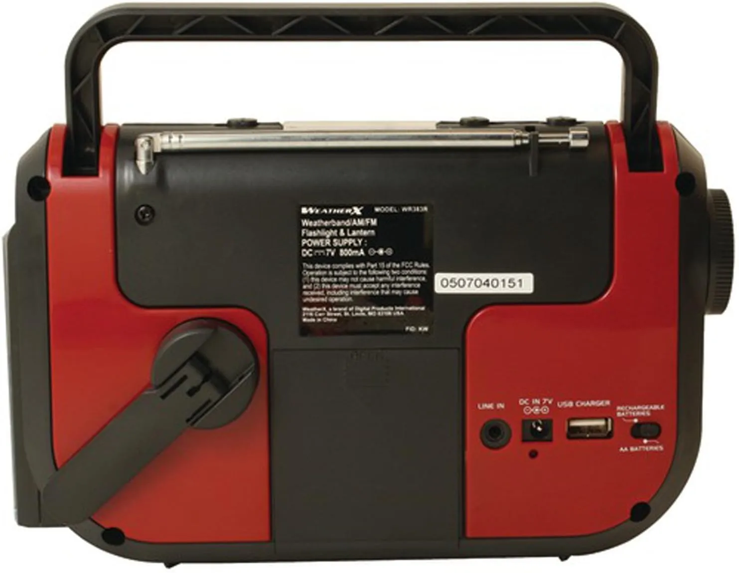 DPI WeatherX WR383R Weather And Alert Handheld Radio With AM/FM Radio, Black/Red