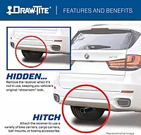 Draw-Tite Hidden Hitch 76904, Completely Hidden Trailer Hitch, 2 in. Removable Receiver, Black, Compatible with 2013 – 2020 Nissan Pathfinder, 2014-2021 Infiniti QX60