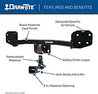 Draw-Tite Hidden Hitch 76904, Completely Hidden Trailer Hitch, 2 in. Removable Receiver, Black, Compatible with 2013 – 2020 Nissan Pathfinder, 2014-2021 Infiniti QX60