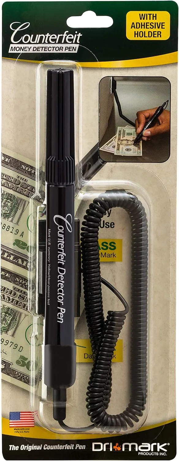 Dri-Mark Smart-Money Counterfeit Bill Detector Pen With Coil And Clip, U.s. Currency