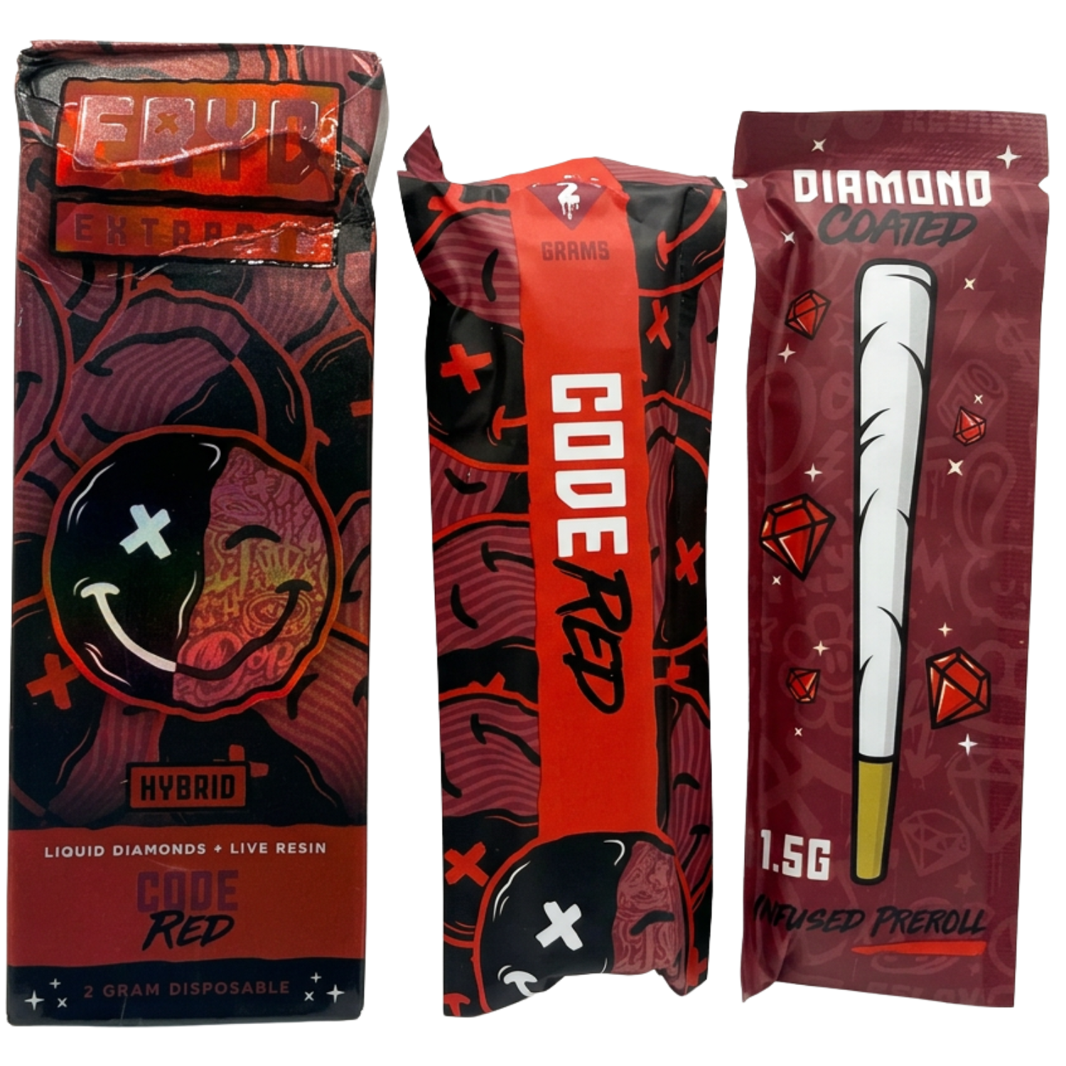 FRYD Extracts Code Red Liquid Diamonds + Live Resin Disposable 2G (Edición Especial con Diamond Coated Pre-Roll)