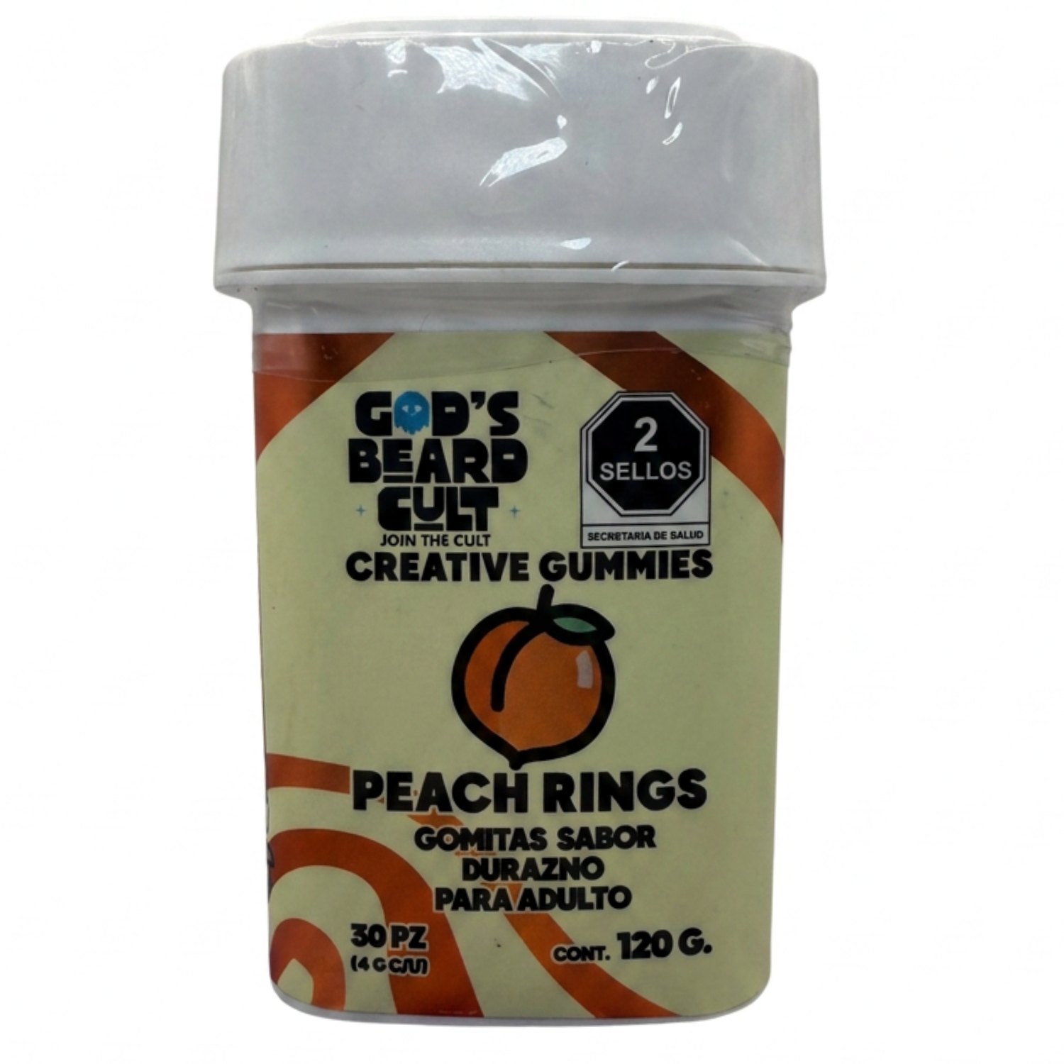 Gods Beard Cult Peach Rings D8+HHC+THCO Gummies