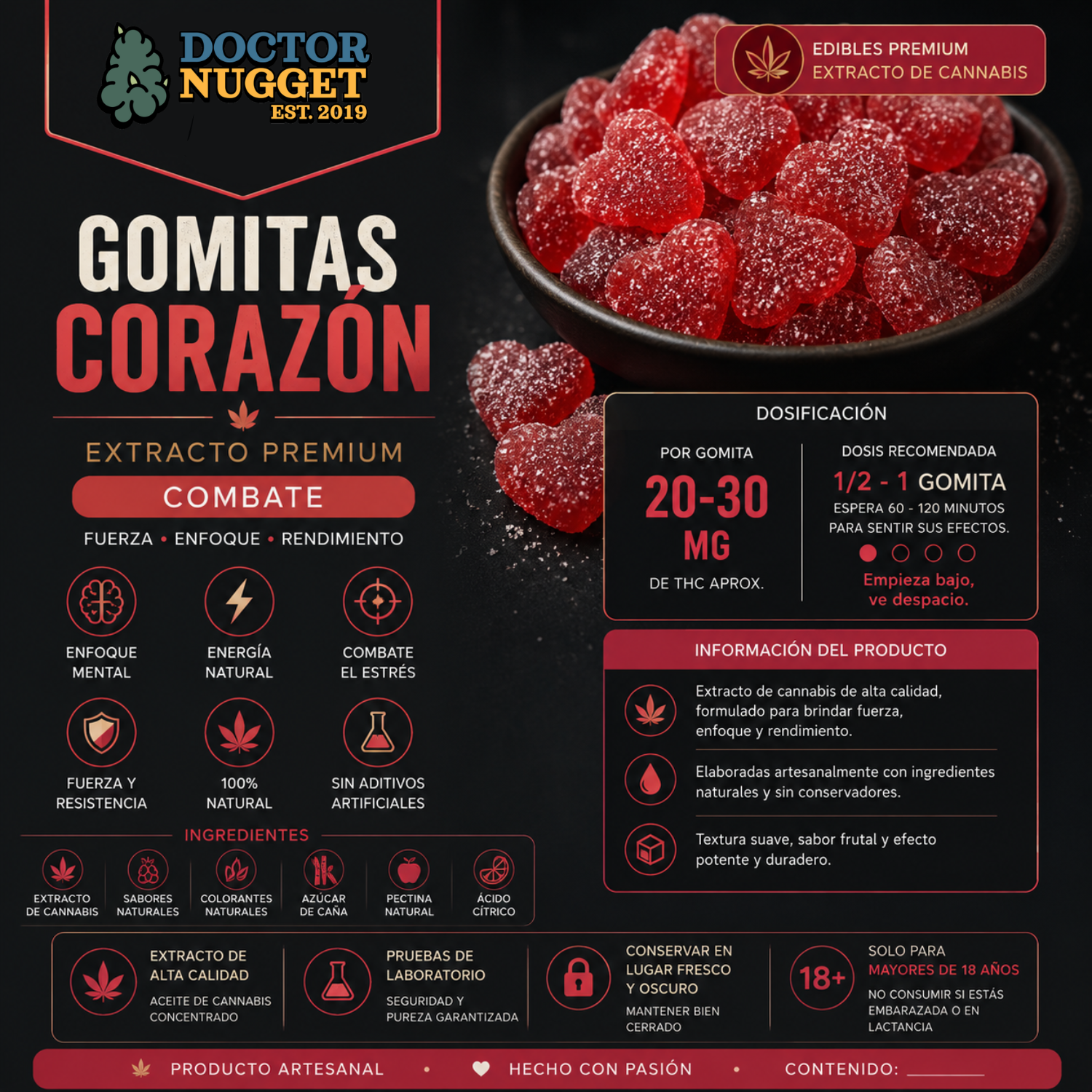 Dr. Nugget Corazón THC Comestibles