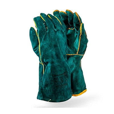 DROMEX SUPERIOR GREEN LINED LEATHER WELDING GLOVES