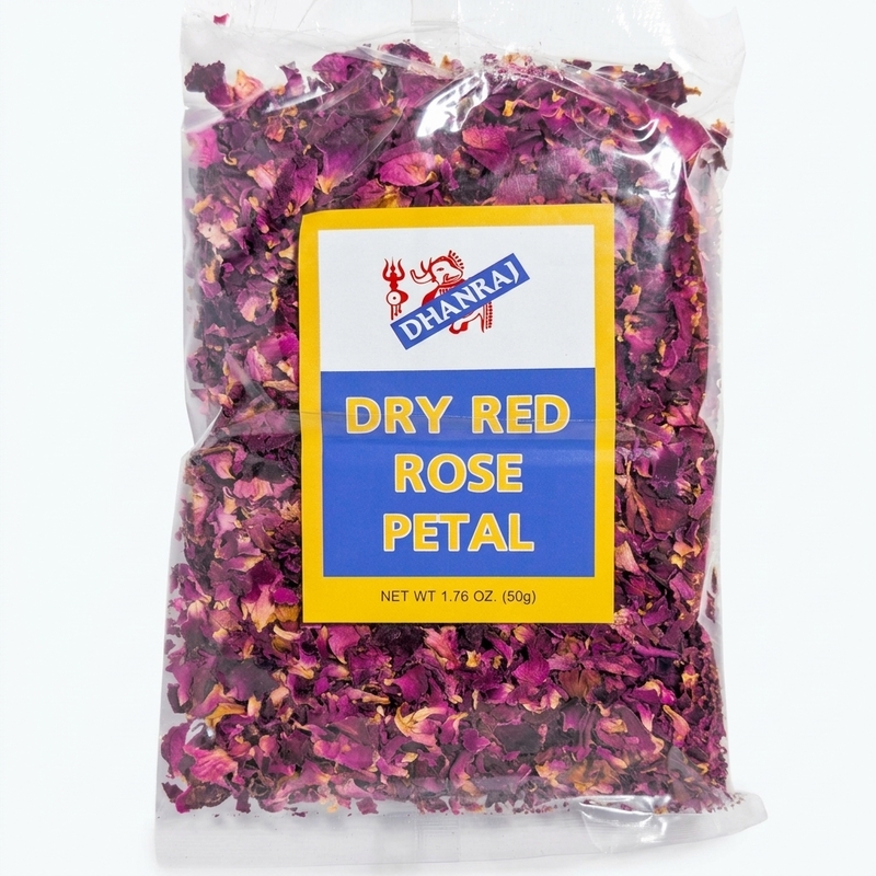 50g Dry Red Rose Petals; premium edible floral garnish for desserts, tea, and wellness rituals