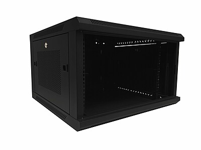 6U wall mount server rack with glass door and perforated side panels 600x450x368mm (WxDxH) 6U wall mount server rack with glass door and perforated side panels 600x450x368mm (WxDxH)