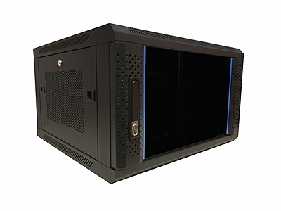 6U wall mount server rack with glass door and perforated side panels 600x450x368mm (WxDxH)