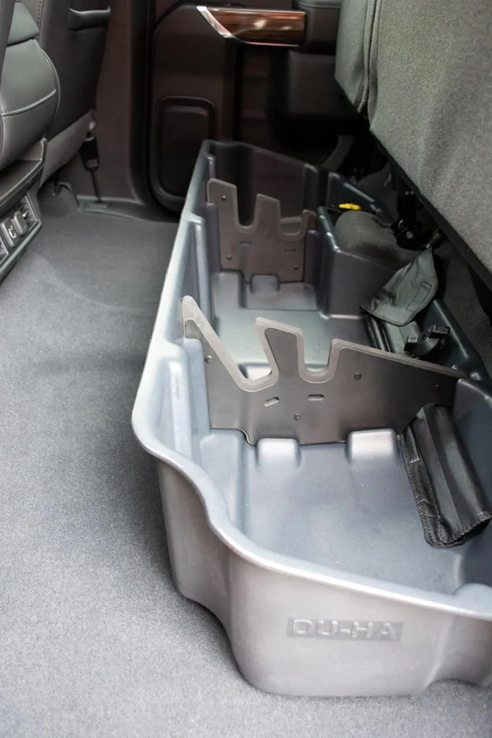 DuHa 10420 Under Seat Storage fits 2019-2026 Chevy Silverado/GMC Sierra Light Duty & 2020-2026 Heavy Duty Double Cab | Black Heavy Duty Back Seat Organizer