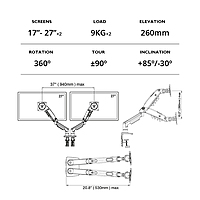 North Bayou Dual Monitor Desk Stand