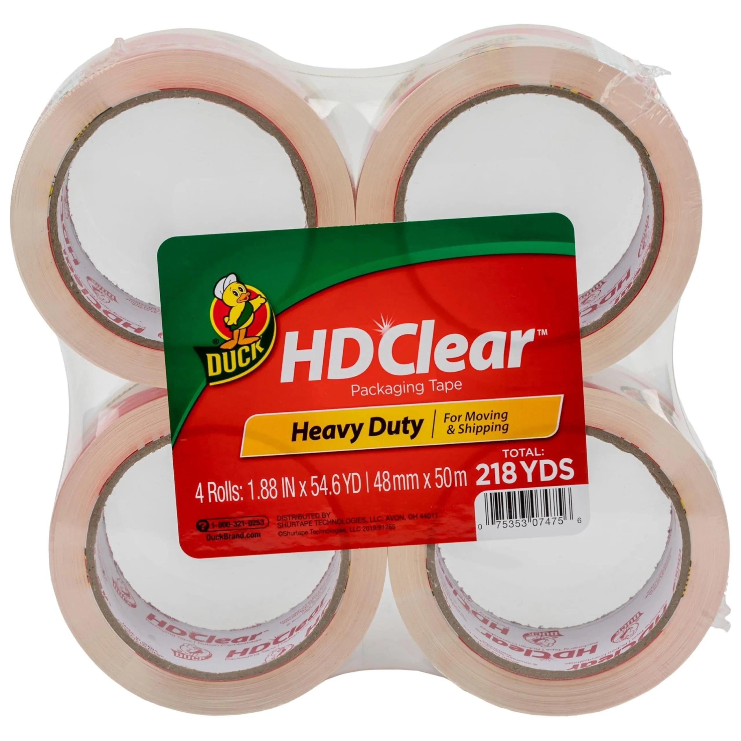 DUCK HD Clear Packing Tape Refills, 1.88 in x 54.6 yd