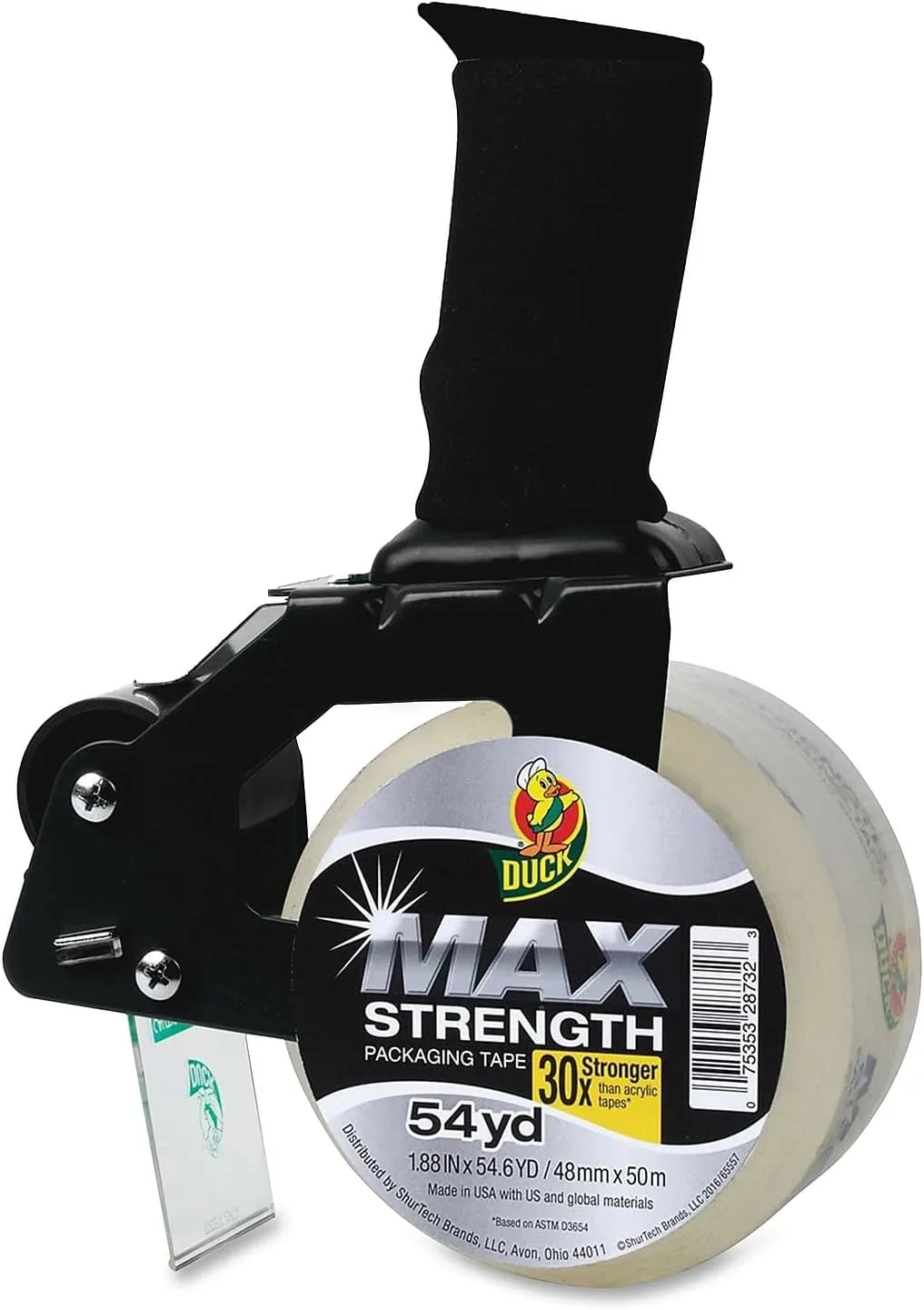 Duck Max Packaging Tape, 1.88 in x 54.6 yds, Crystal Clear (Single Roll)