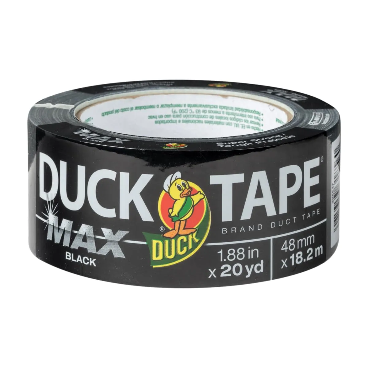 Duck Max Strength Duct Tape Rolls, 1.88 in x 20 yd, Black - Pack of 6
