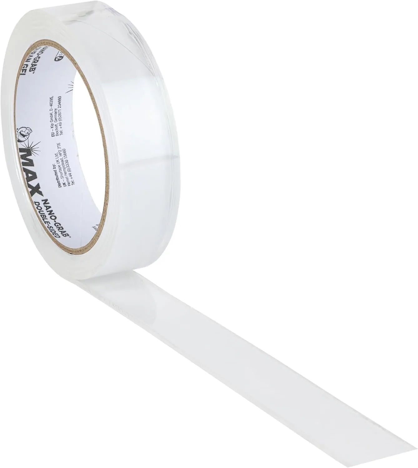 Duck Max Strength Nano-Grab Double-Sided Gel Tape, 0.94in x 5 ft, Clear, 1 Pack (287264)