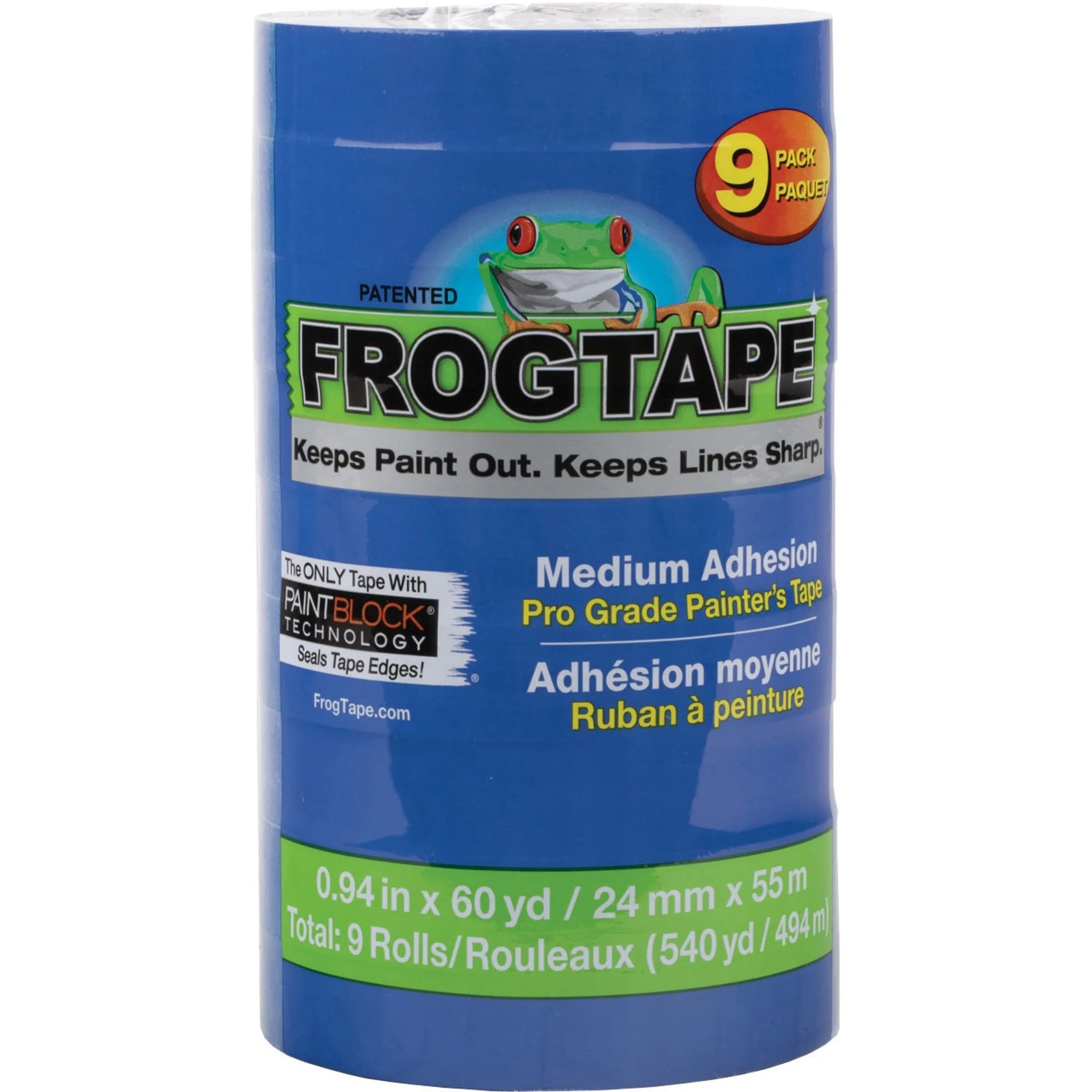 Duck Painter's Tape, 9-Pack, Blue, 0.94 in x 20 yd