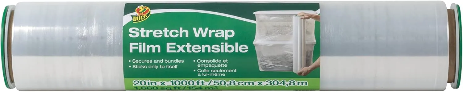 Duck Brand Stretch Wrap Roll, Clear, 20 inches by 1000 feet, 1 pack, 285850