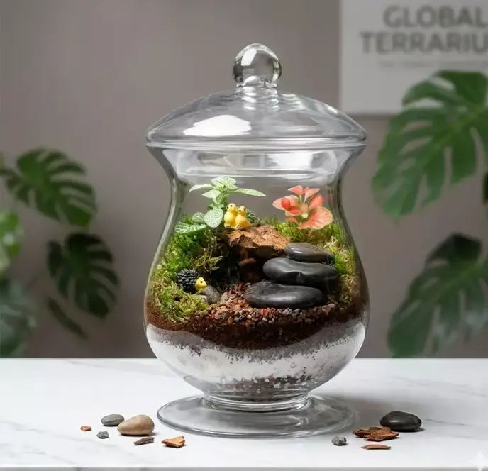 Duck Pond Closed Glass Terrarium