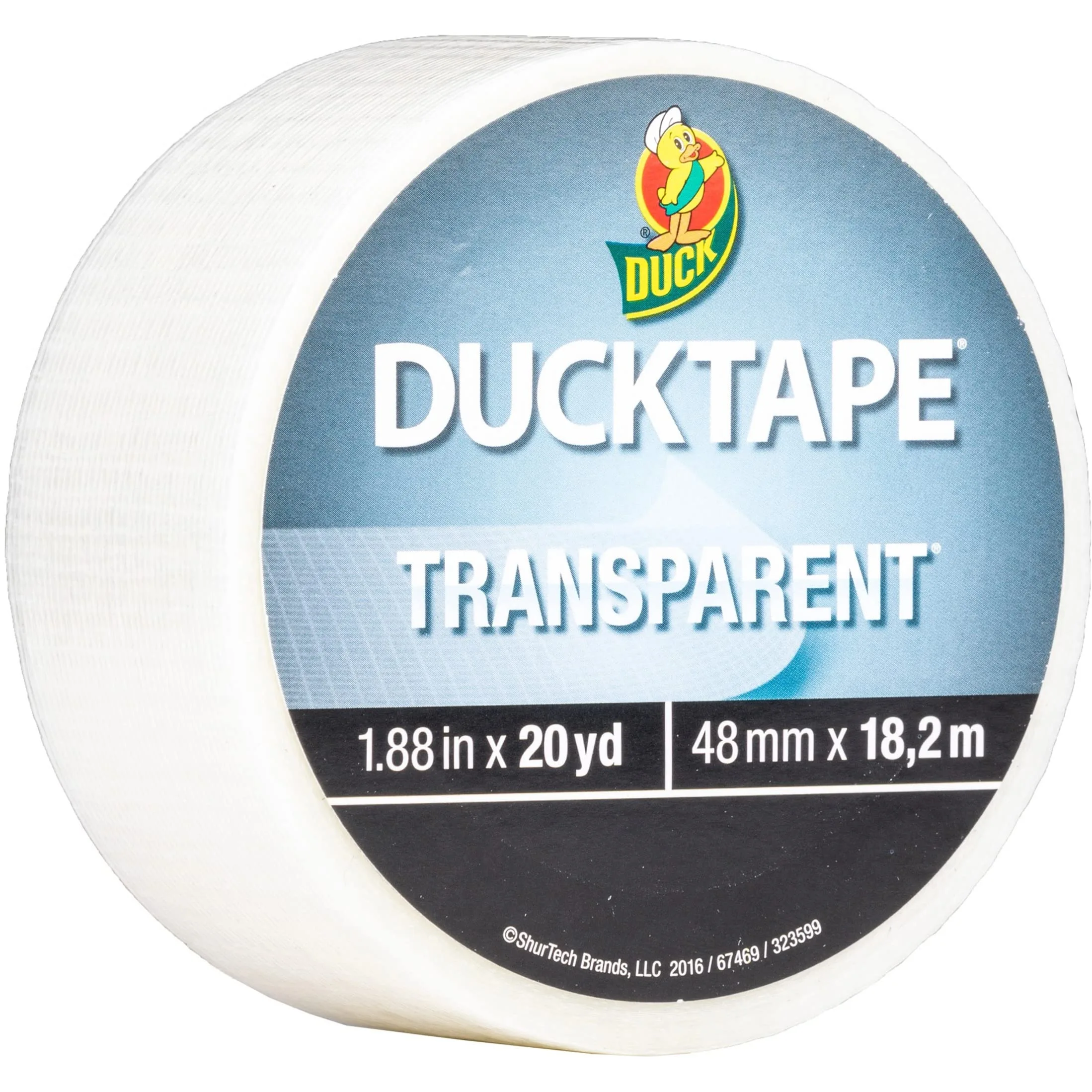 Duck Transparent Duct Tape, 1.88 in x 20 yd, Clear