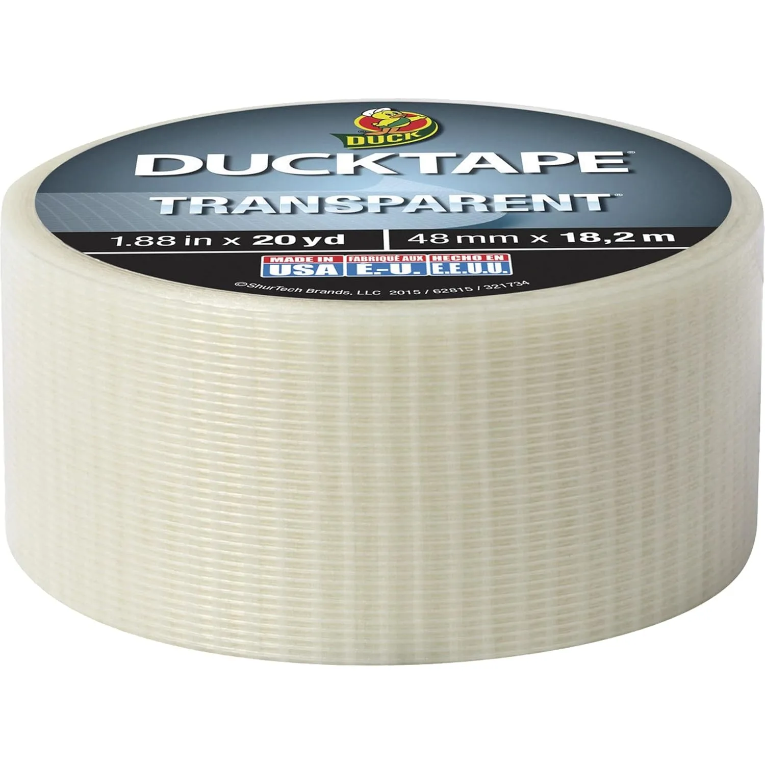 Duck Transparent Duct Tape, 1.88 in x 20 yd, Clear
