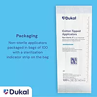 Dukal 9006 Cotton Tipped Applicator, Non-Sterile, 6" (10 Bags of 100) (Pack of 1000)
