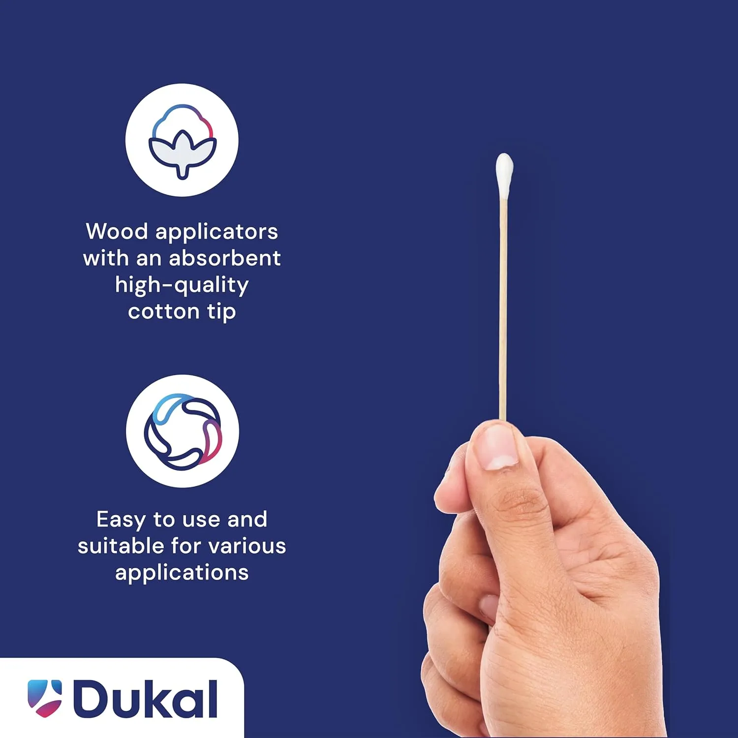 Dukal 9006 Cotton Tipped Applicator, Non-Sterile, 6" (10 Bags of 100) (Pack of 1000)