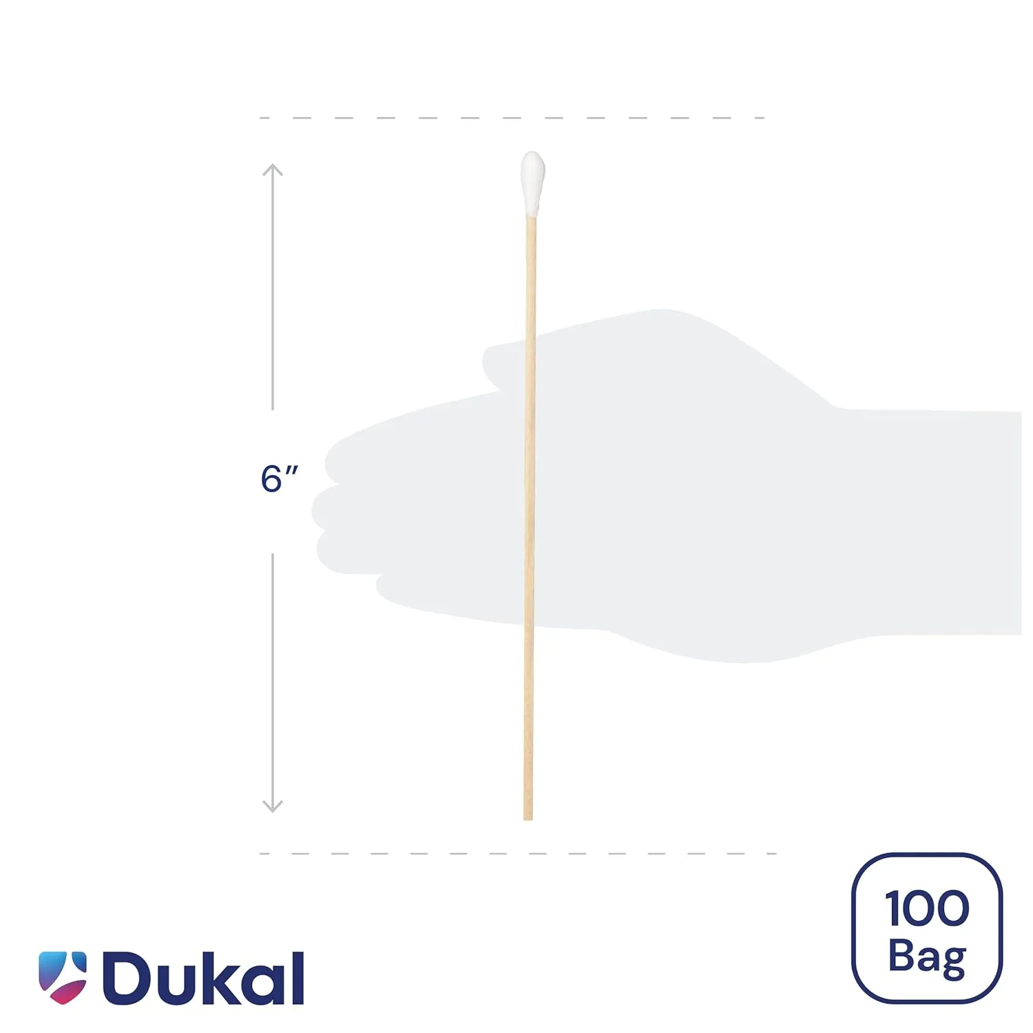 Dukal 9006 Cotton Tipped Applicator, Non-Sterile, 6" (10 Bags of 100) (Pack of 1000)