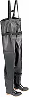 ONGUARD 86066 PVC/Polyester Men's Plain Toe Chest Wader Boots with Cleated Outsole, 56-19/32" Height, Black, Size 7
