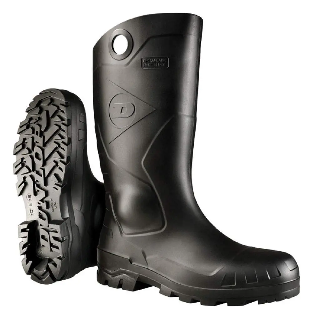 DUNLOP Rubber Boot,Unisex,10,Knee,Black,PR 8677533-1 Each