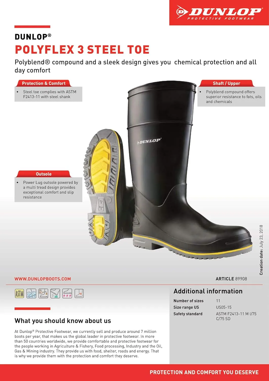 DUNLOP Protective Footwear Steel Toe Waterproof PVC Work Boots