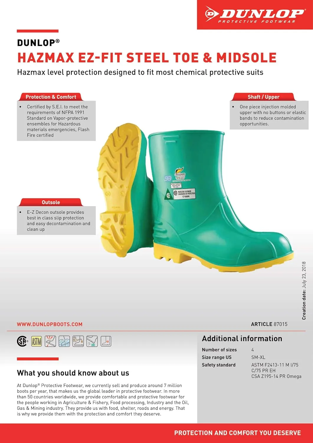 Dunlop Protective Footwear, PolySteel Steel Toe & Midsole, 100% Waterproof Polyblend PVC Material, Slip-Resistant