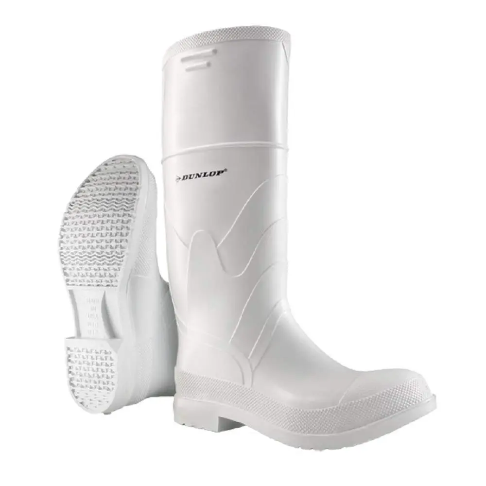 DUNLOP Protective Footwear, Steel Toe White Safety Lock, 100% Waterproof PVC, Lightweight and Durable Protective Footwear