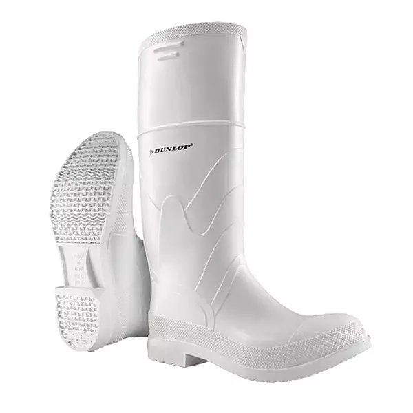 DUNLOP Protective Footwear,Steel Toe White Safety Lock, 100% Waterproof PVC, Lightweight and Durable Protective Footwear