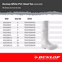 DUNLOP Protective Footwear,Steel Toe White Safety Lock, 100% Waterproof PVC, Lightweight and Durable Protective Footwear