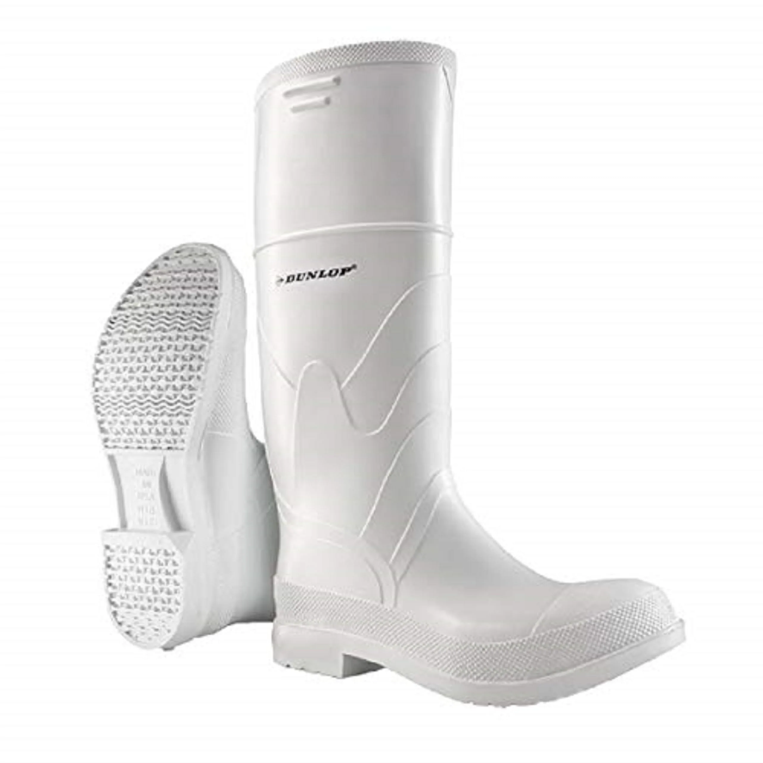 DUNLOP White PVC Plain Toe Rubber Boots