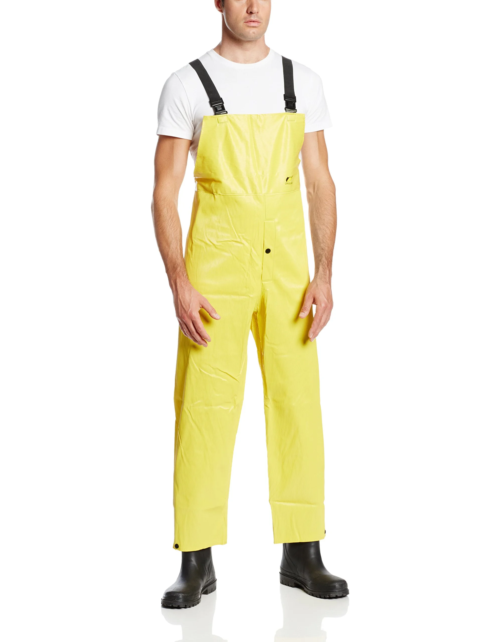 DUNLOP ONGUARD WEBTEX Bib Overall w/ Snap Fly Front - Large Yellow