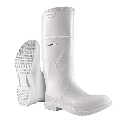 DUNLOP White PVC Plain Toe Rubber Boots