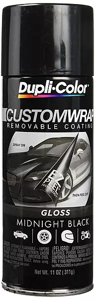 Dupli-Color ECWRC8400 Custom Wrap Gloss Removable Automotive Paint - Midnight Black Spray Paint - 11 oz. Aerosol Can