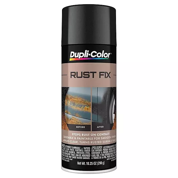 Dupli-Color ERF129 Rust Fix Rust Treatment Spray Paint – Sprays Clear and Turns Into Black Paint - 10.25 oz. Aerosol Can