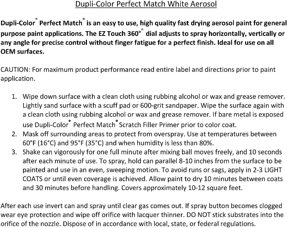 Dupli-Color Perfect Match Automotive Spray Paint